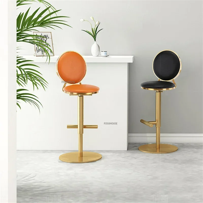 

Light Luxury Bar Chair Nordic Furniture Gold Adjustable Height Bar Chairs Lift Swivel Chair Home Kitchen High Feet Bar Stools