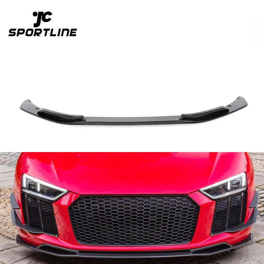 Three Pcs/set Carbon Fiber Front Lip For Audi R8 V10 Base Coupe 2-Door 2016-2018