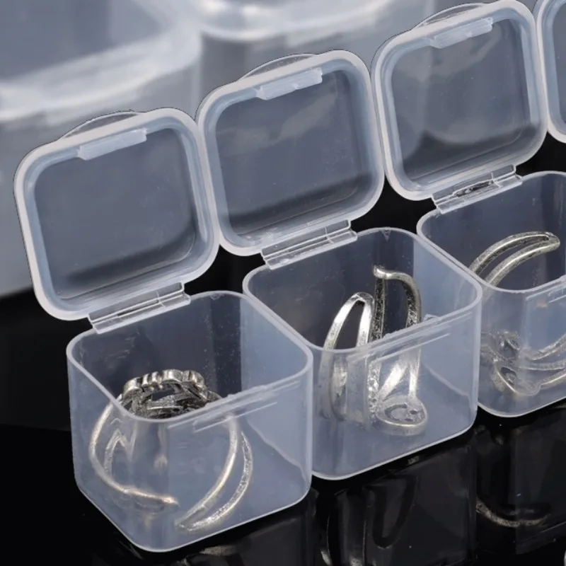 Jewelry Pearl Storage Box Jewels Transparent 5 Grids Plastic Boxes Pendant Rings Earring Rectangle Square Case Jewelry Packaging