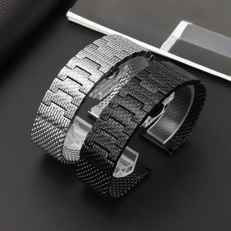 Solidna bransoletka ze stali nierdzewnej + Milan dla Citizen Breitling A-rmani 22MM 23MM męskie paski do zegarków opaska z zapięciem motylkowym