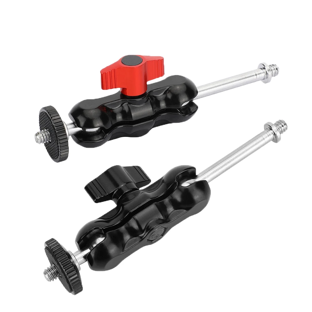 حامل رأس كروي صغير HDRIG يدعم 360 درجة ° دوار 90 ° إمالة مع برغي تمديد 1/4 بوصة - 20 لشاشة الكاميرا / المصباح اليدوي