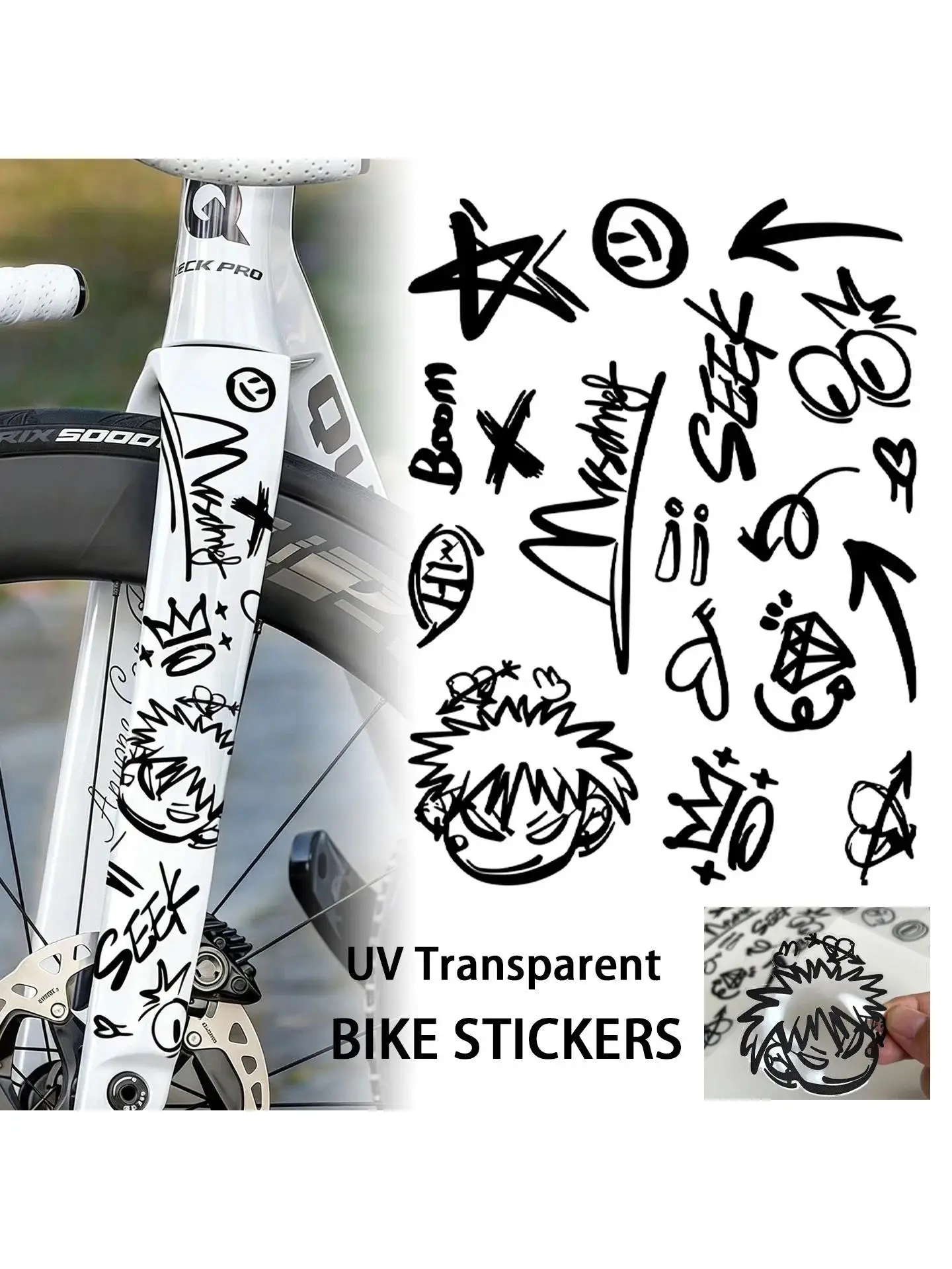AliExpress NONE UV Transparent Graffiti DIY Bike Stickers Bicycle Frame Top Tube Cycling Road MTB Bikes Body Helmet Front Fork Decal Accessories
