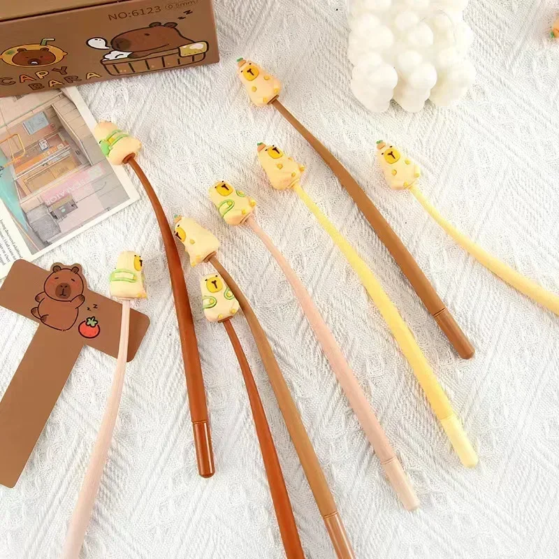 New 4Pcs/Set Capybara Pen Stationery Cute Neutral Pen Student Black 0.5mm Learning Prizes Office Supplies For School gift