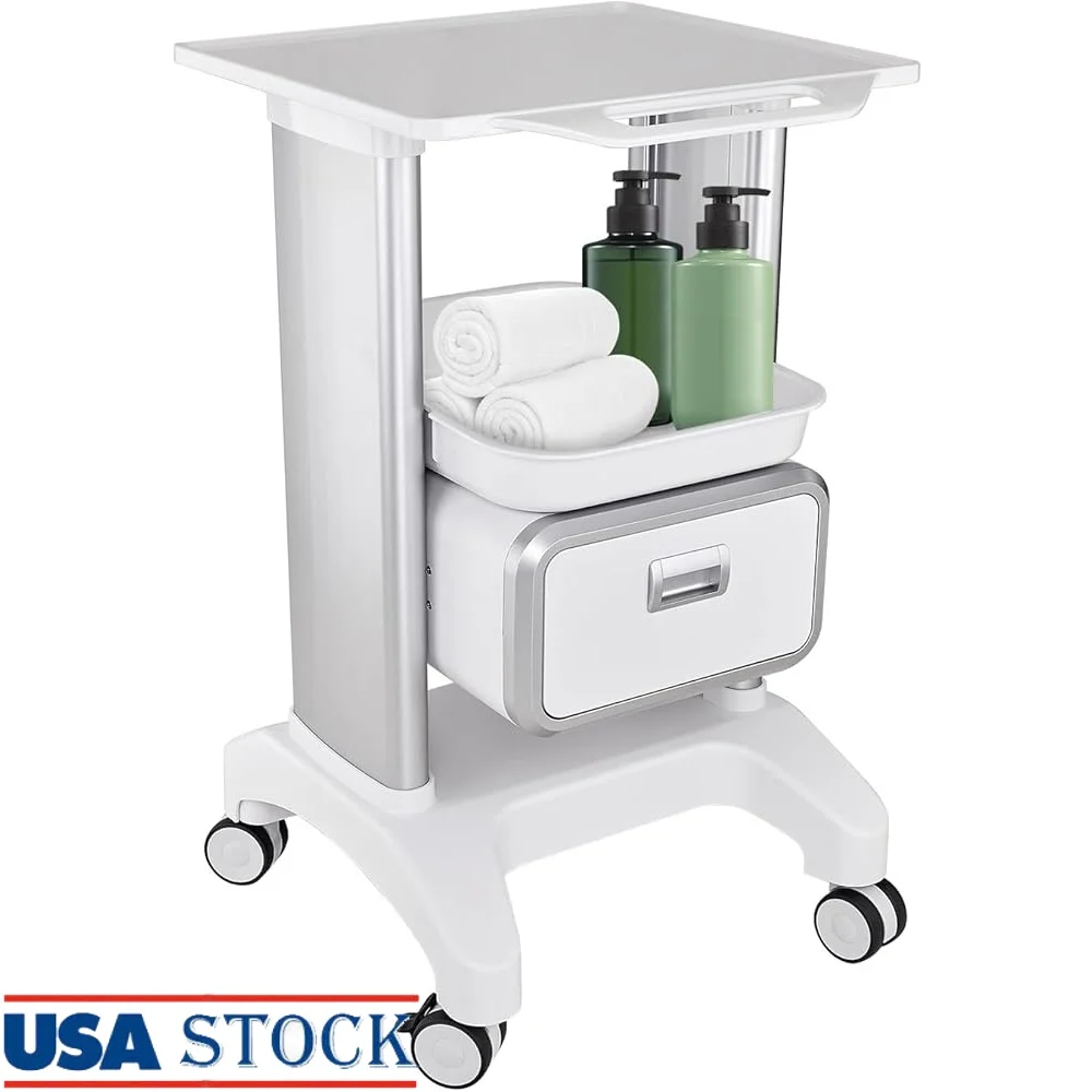 

Portable Medical Trolley Cart 130 Lbs Load Silent Wheels Professional Utility Rolling Storage with Drawers Hospital Spa Office