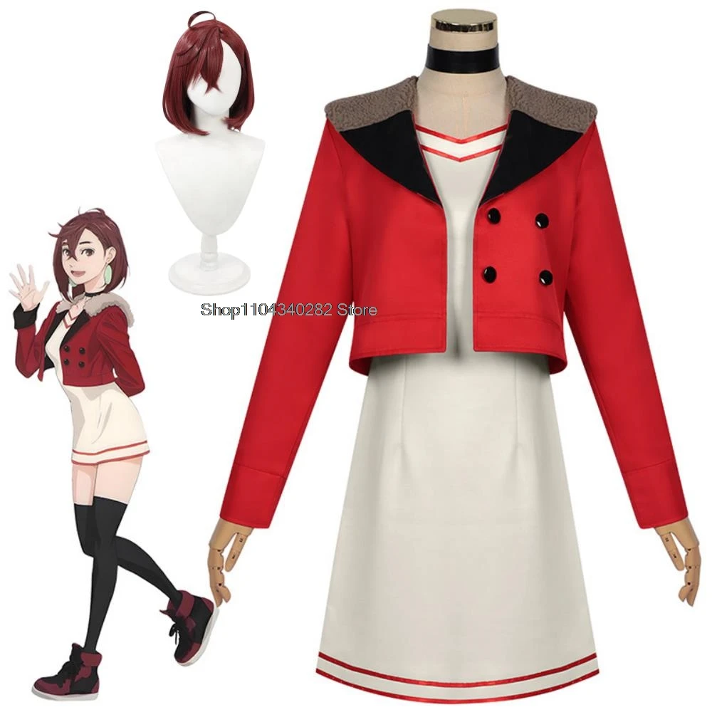 Аниме Dandadan Momo Ayase красный костюм косплей костюм парики платье для ролевых игр пальто наряды Хэллоуин карнавальная вечеринка женская униформа