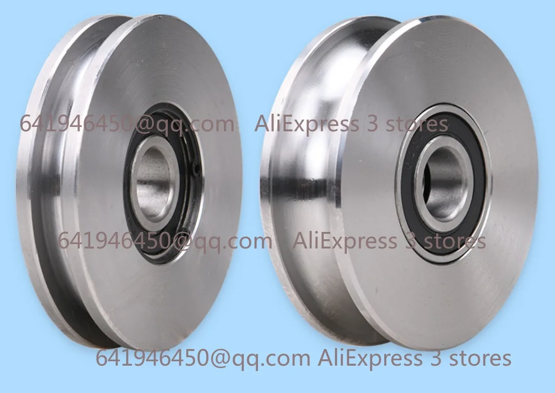 1pc Sliding Bearings with U-shaped Wire Rope Pulley Steel Track Wheel Big Iron Gate Groove Wheel Round Tube Wheel Guide Wheel