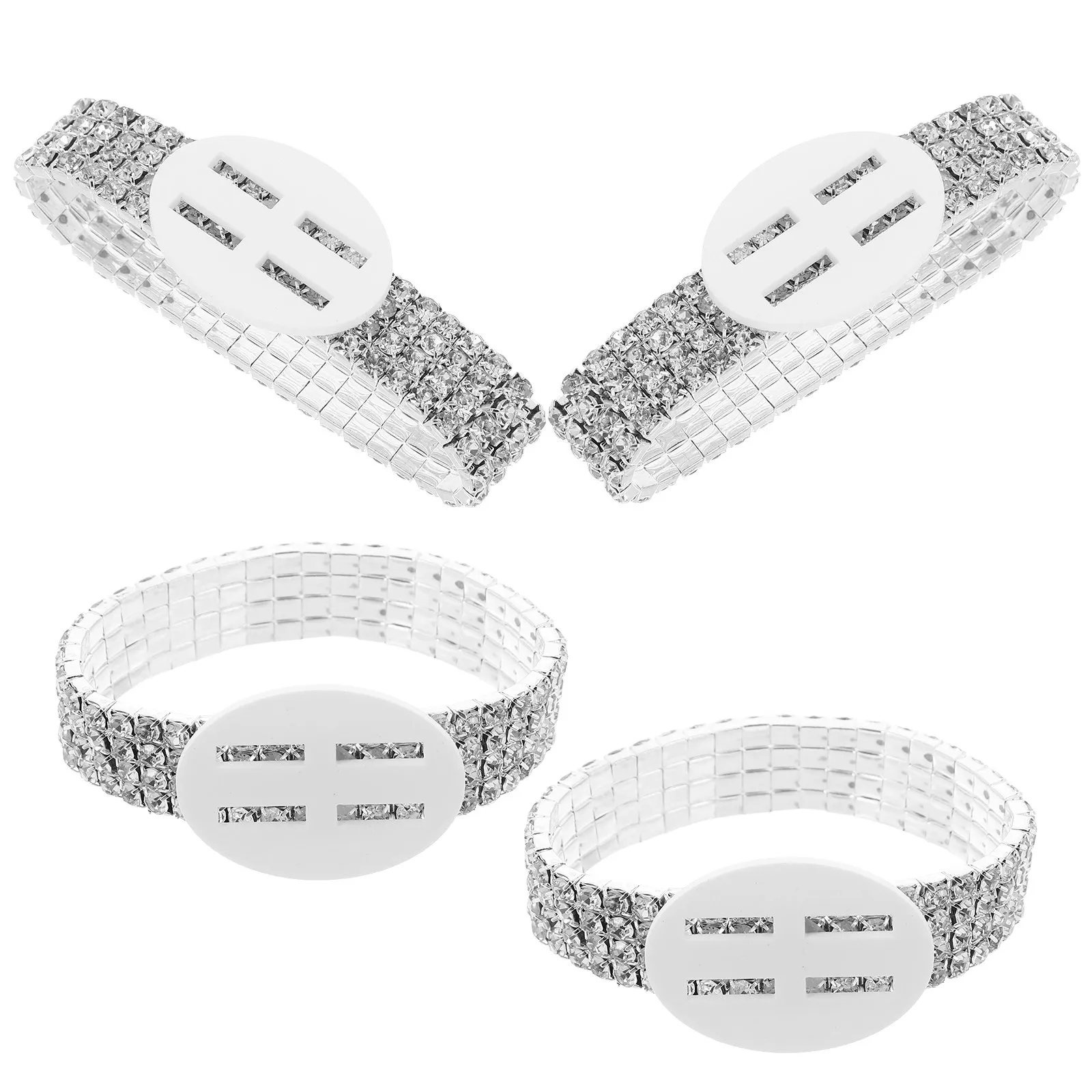 

Набор из 4 эластичных браслетов-корсажей с цветами и стразами для свадьбы, выпускного, юбилея, девичника, декоративное украшение