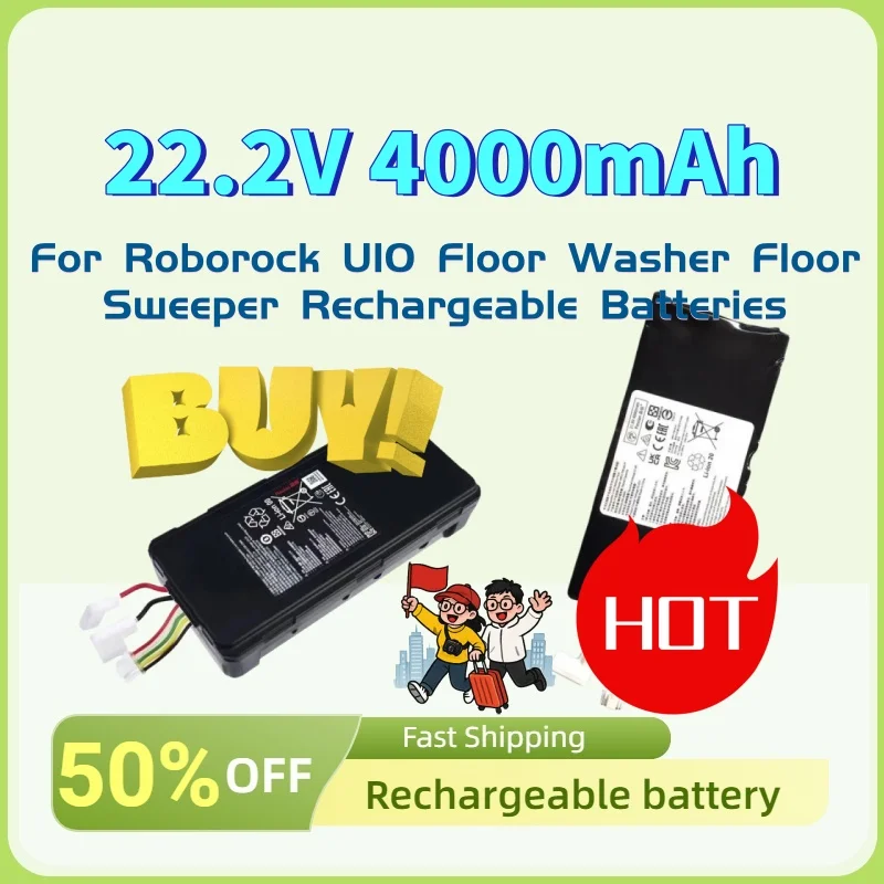 

New Replaceable Vacuum Cleaner Lithium Battery for Roborock U10 Floor Washer Floor Sweeper Rechargeable Batteries 22.2V 4000mAh