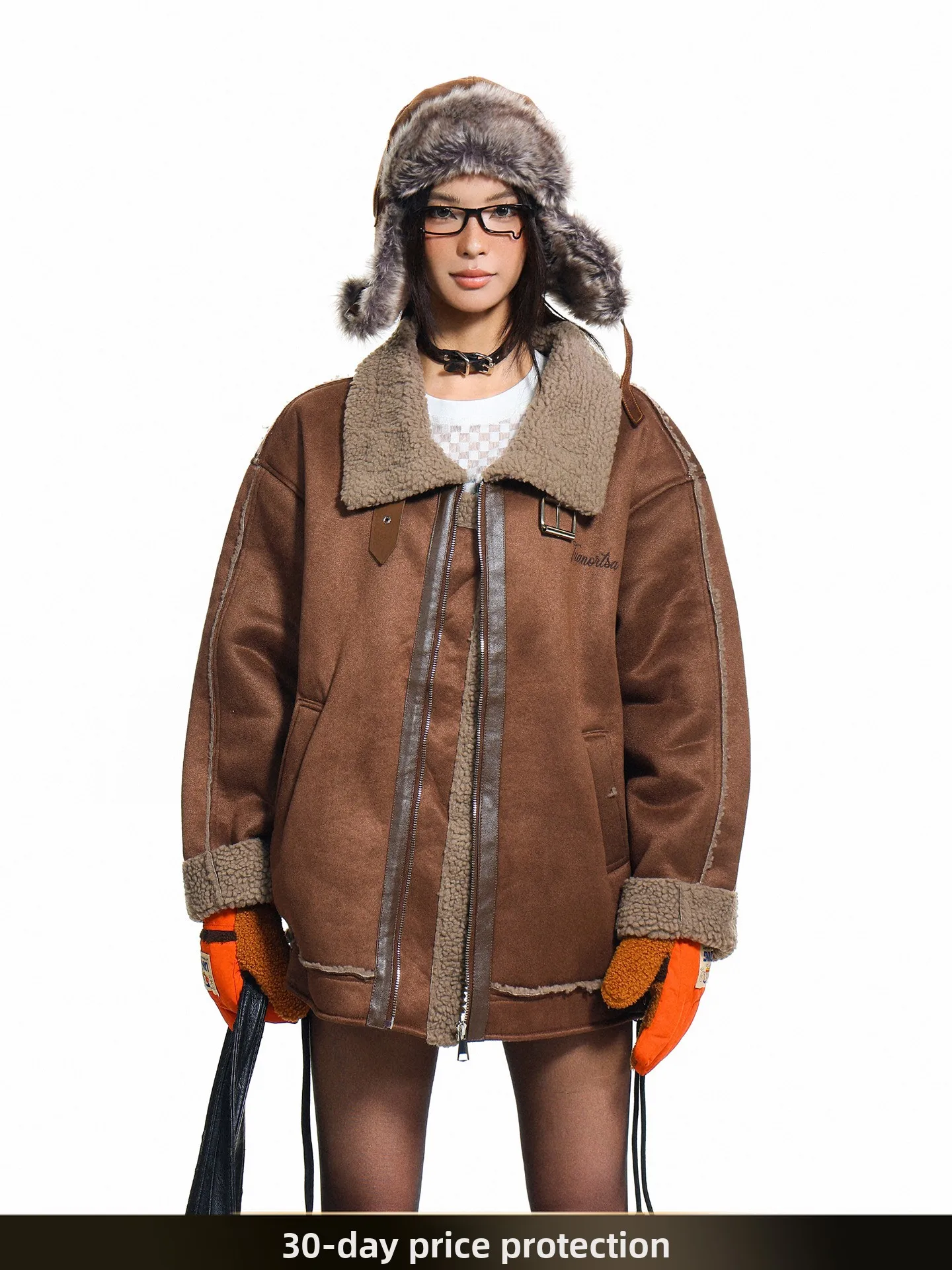 

Зимняя свободная куртка Nted American Retro из хлопка с замшевым воротником и мехом ягненка, теплая, для пар, верхняя одежда