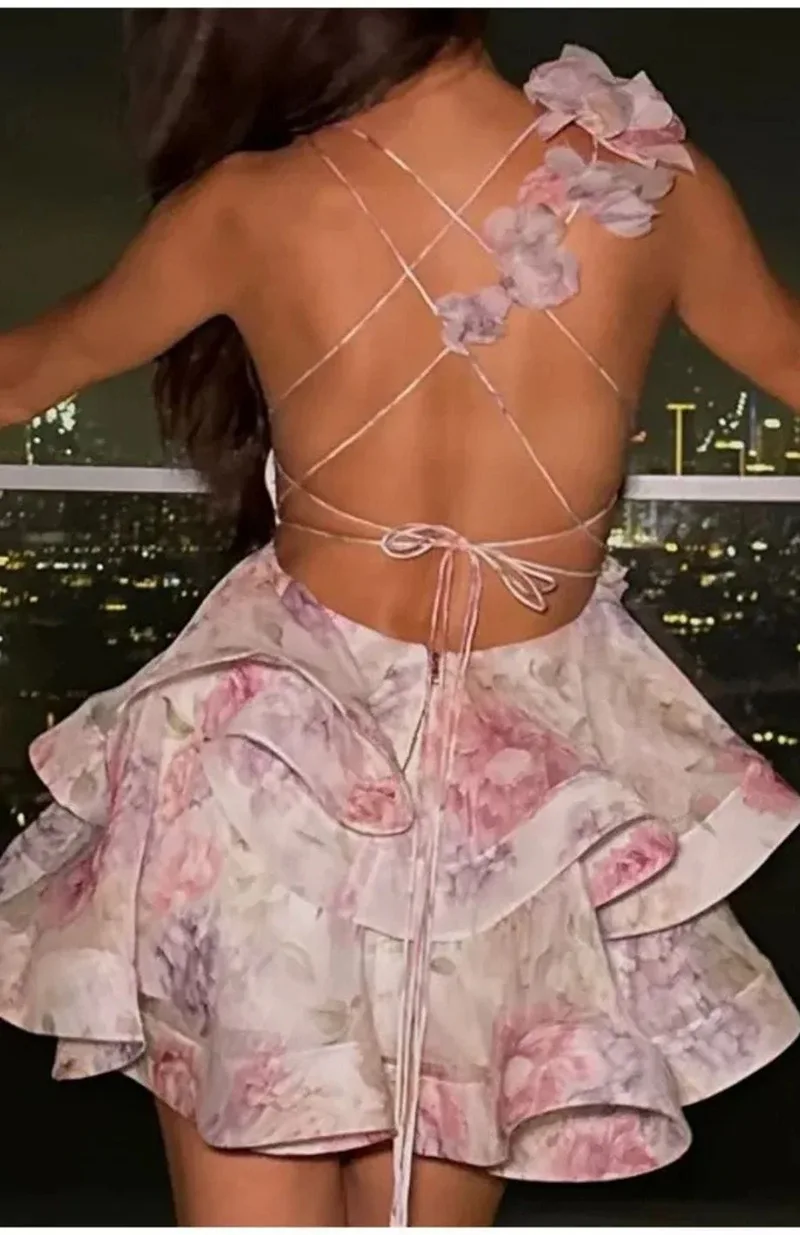 Vestido con volantes y cuello en V, ropa de noche para discoteca, vestidos de gasa 2025, trajes Vintage de verano para mujer, minivestido de noche plisado ajustado Sexy