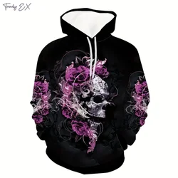 Felpe per uomo stile Punk 3D Skull stampe digitali felpe con cappuccio Street Fashion tasca a marsupio manica lunga abbigliamento sportivo da uomo