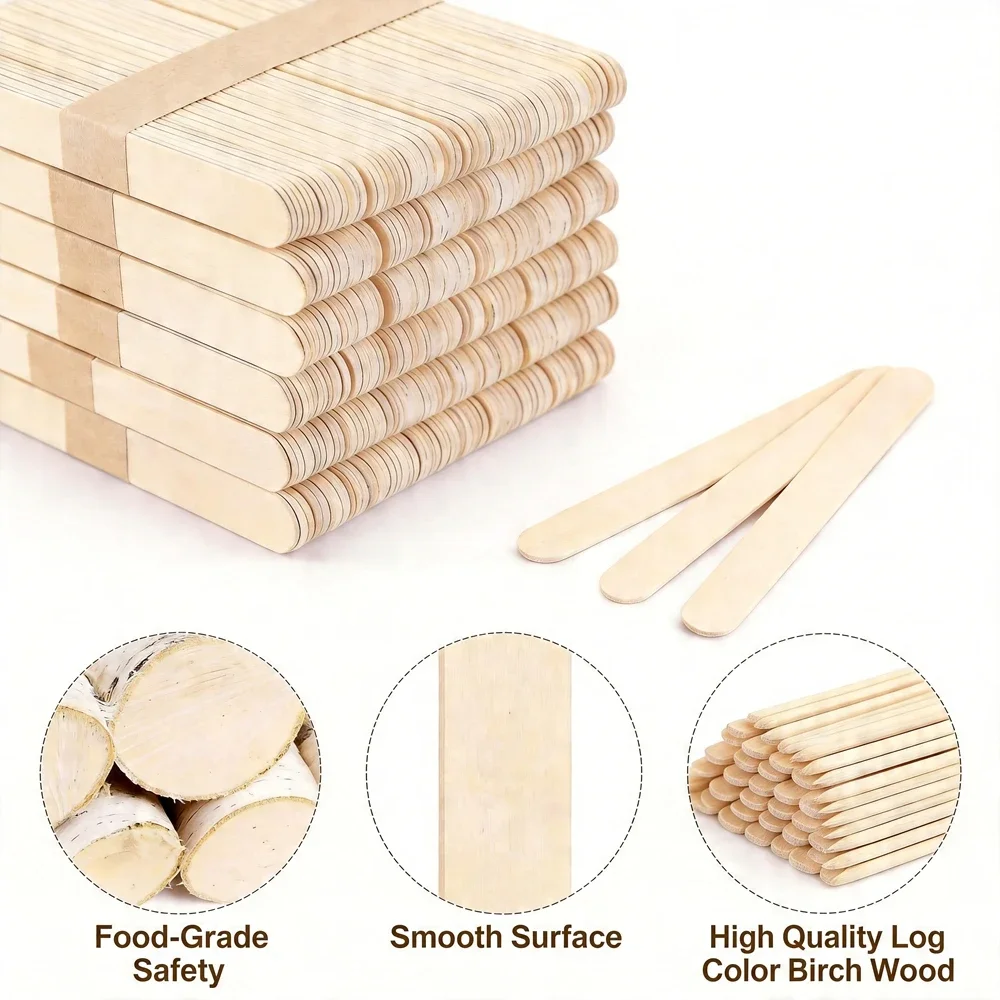 10/30/50/100/200PCS  Large Wooden Wax Sticks, 6-Inch Wood Waxing Sticks Wax Spatulas Applicator, Wood Craft Sticks for Body Hair