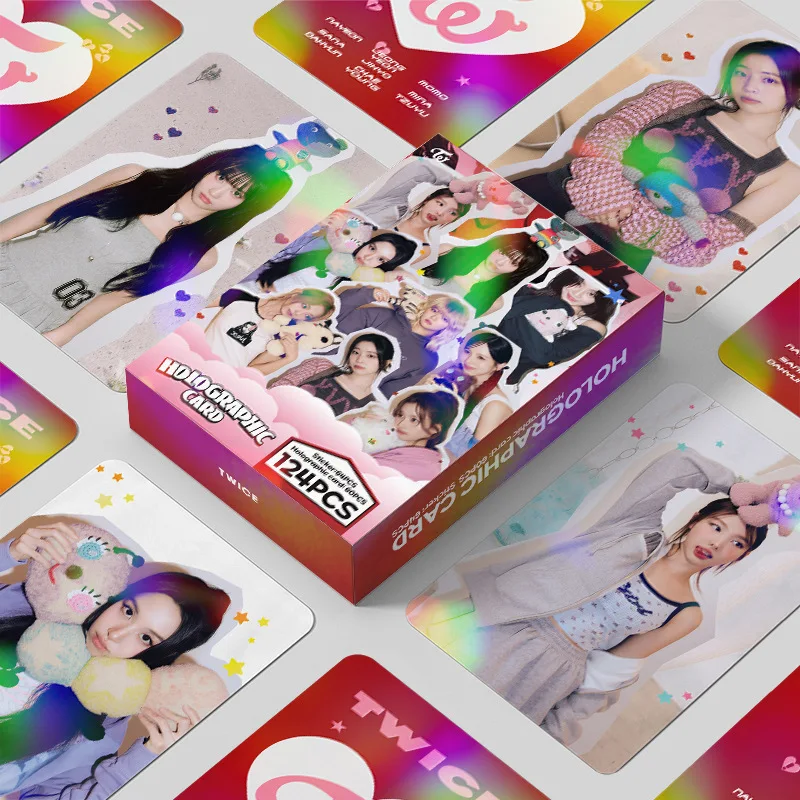 124pcs Kpop TWICE LOMO Cards and Stickers Nayeon Jeongyeon Momo Sana Jihyo Mina Dahyun Chaeyoung Tzuyu Photo Stickers LOMO Card