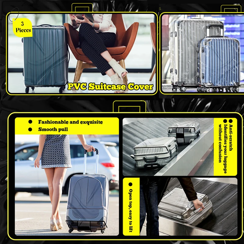 Full Transparent Luggage Protector Cover PVC Waterproof Dustproof Durable Suitcase Cover Protector Travel Accessories