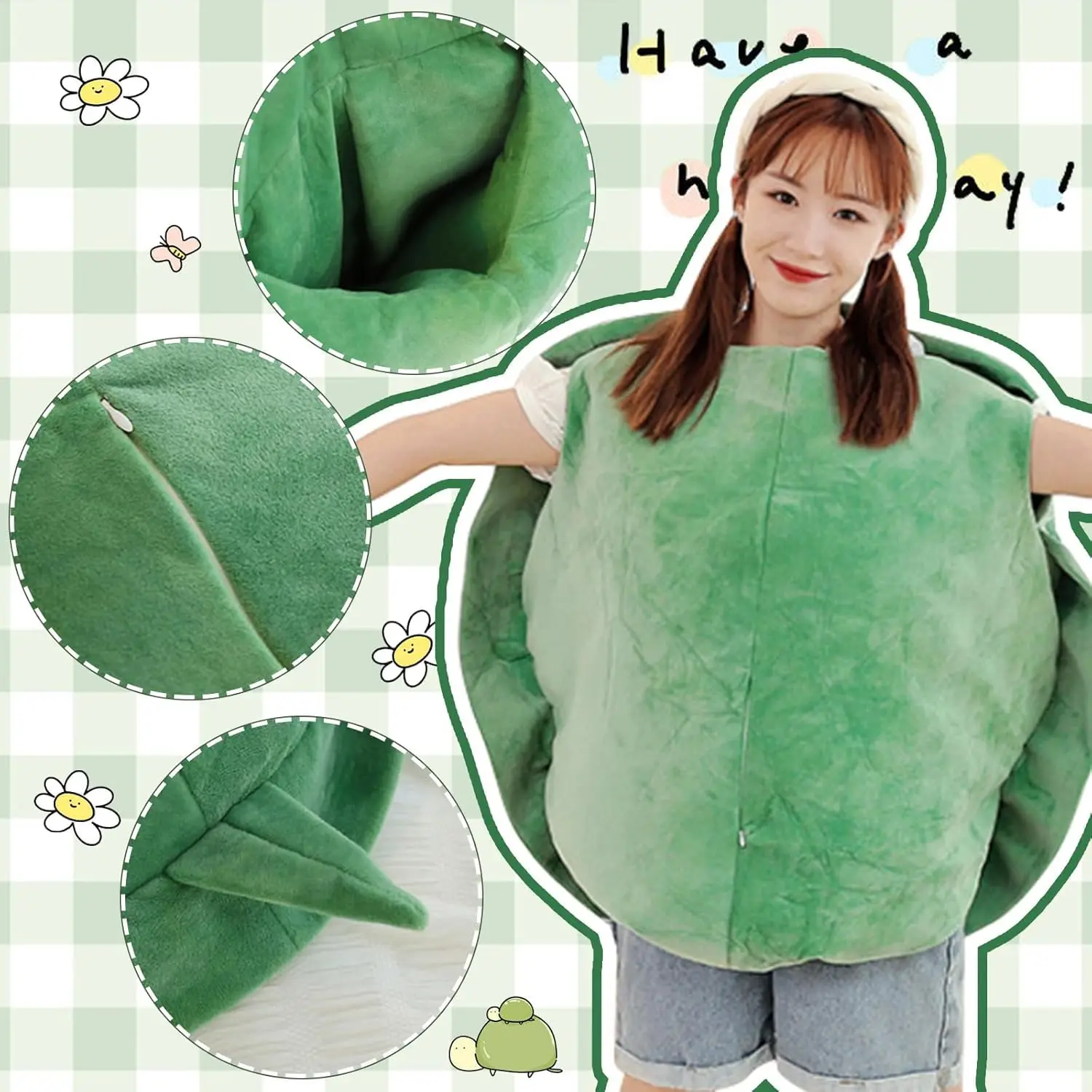 Wearable Turtle Shell Pillows Stuffed Animal Costume Plush Toy Funny Dress Up, Gift for Kids Adults