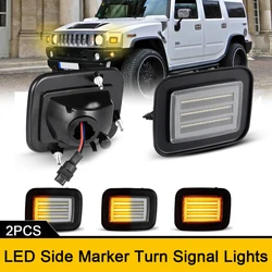 2x For Hummer H2 SUT 05-09 Switchback LED Front Bumper DRL Turn Signal Lights Sequential Blinker Side Marker Indicator No Error