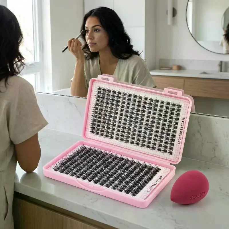 Volume Eyelash Extension Kit 392 Pcs Fluffy Individual Lashes with Tools for Beauty Salon Home Makeup