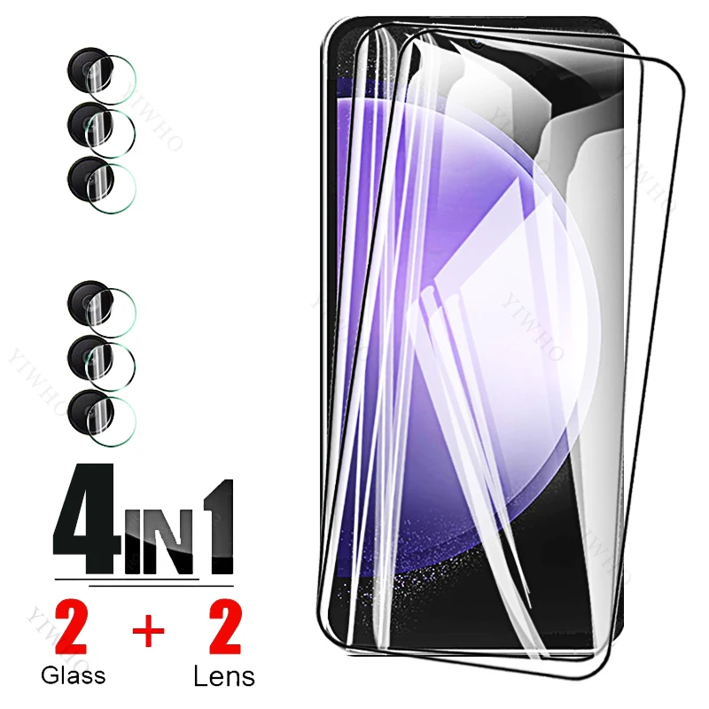 4in1 Protection Glass for Samsung Galaxy S23 FE S 23 F E SM-S711B Screen Protector Tempered Glass Fingerprint Unlock Camera Lens