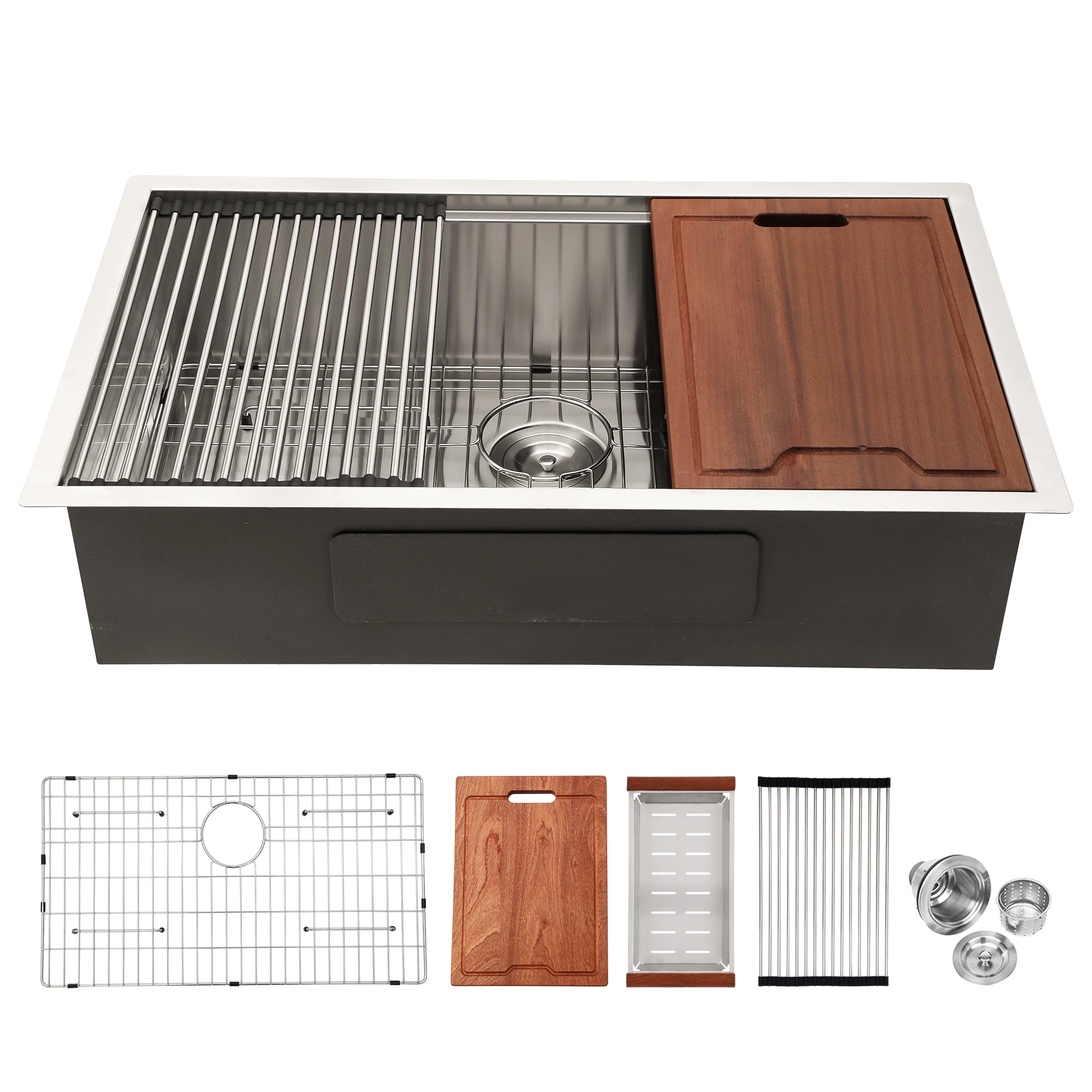 Kitchen Spring Faucet Sink Stainless Steel Pull-out Spray Gun Shower Rotatable Faucet Sink