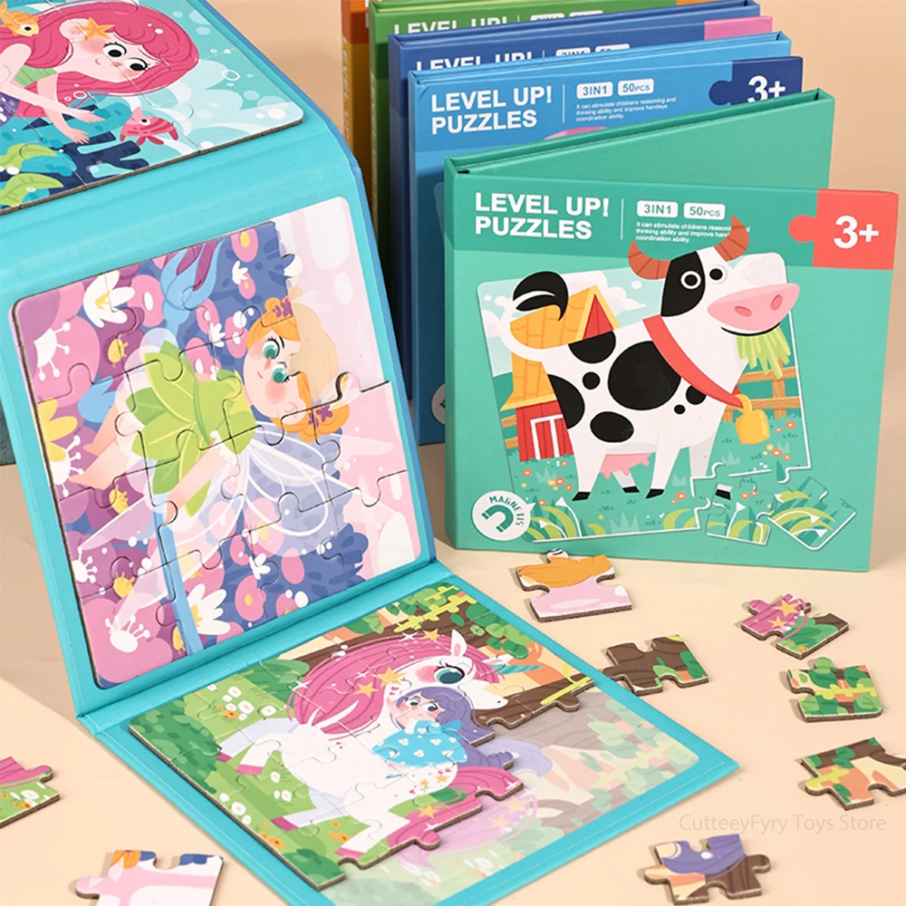 

Cartoon Magnetic Jigsaw Puzzles for Kids Montessori Early Educational Toys Cognitive Development Games Girls Boys Birthday Gifts