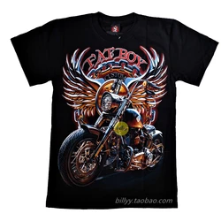 Animal Eagle Harley Motorcycle Thailand Imported Fluorescent Glow-in-the Dark T-shirt Men's Short-sleeved T-shirt Summer Must