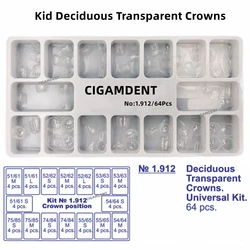 64 pcs/box Dental Transparent Crown Children Anterior Posterior Complete Temporary Preformed Pre-crown Matrices Matrix 1.912