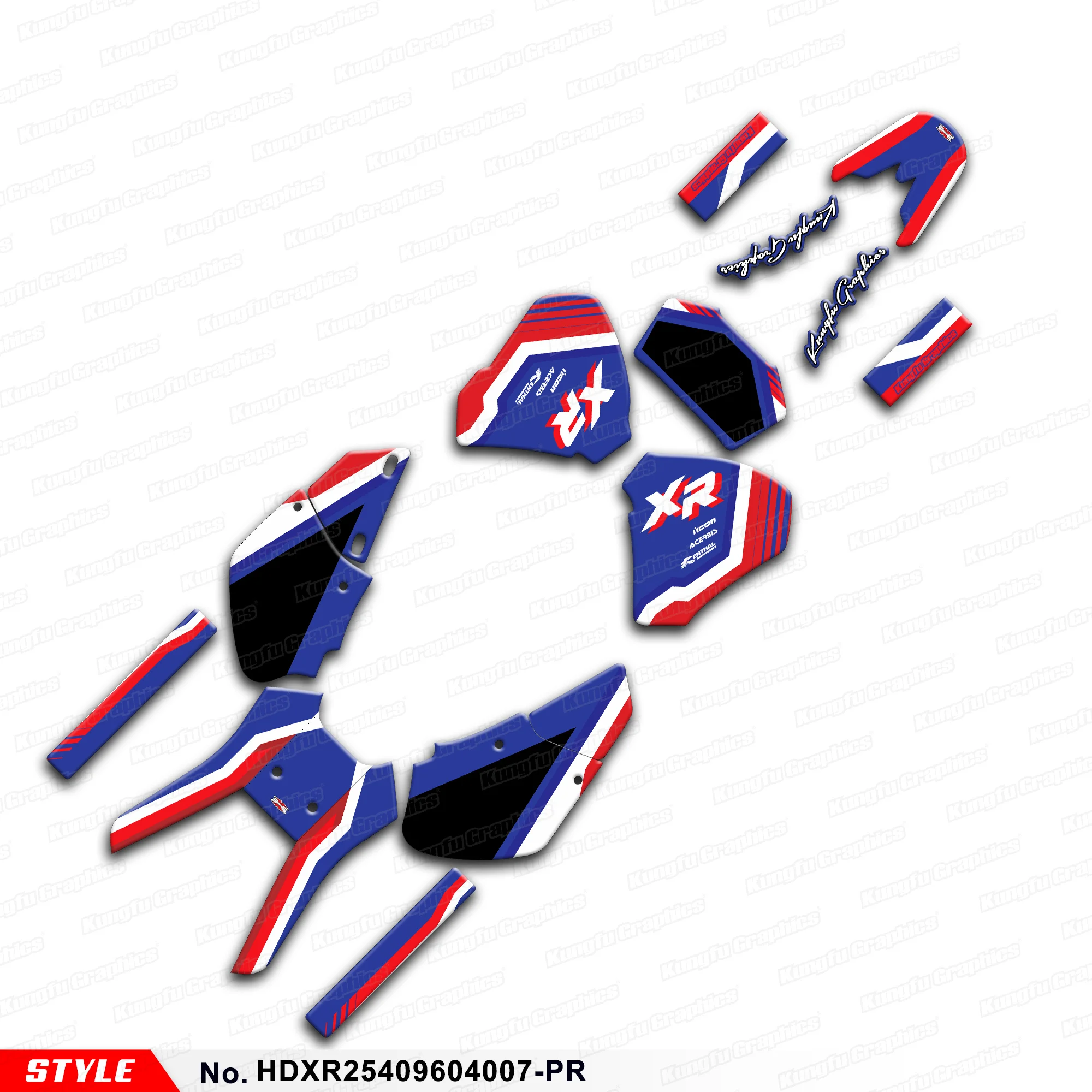 

Glossy Sticker Graphics Kit for Honda XR250R XR400R 1996 1997 1998 1999 2000 2001 2002 2003 2004, No.HDXR25409604007-PR