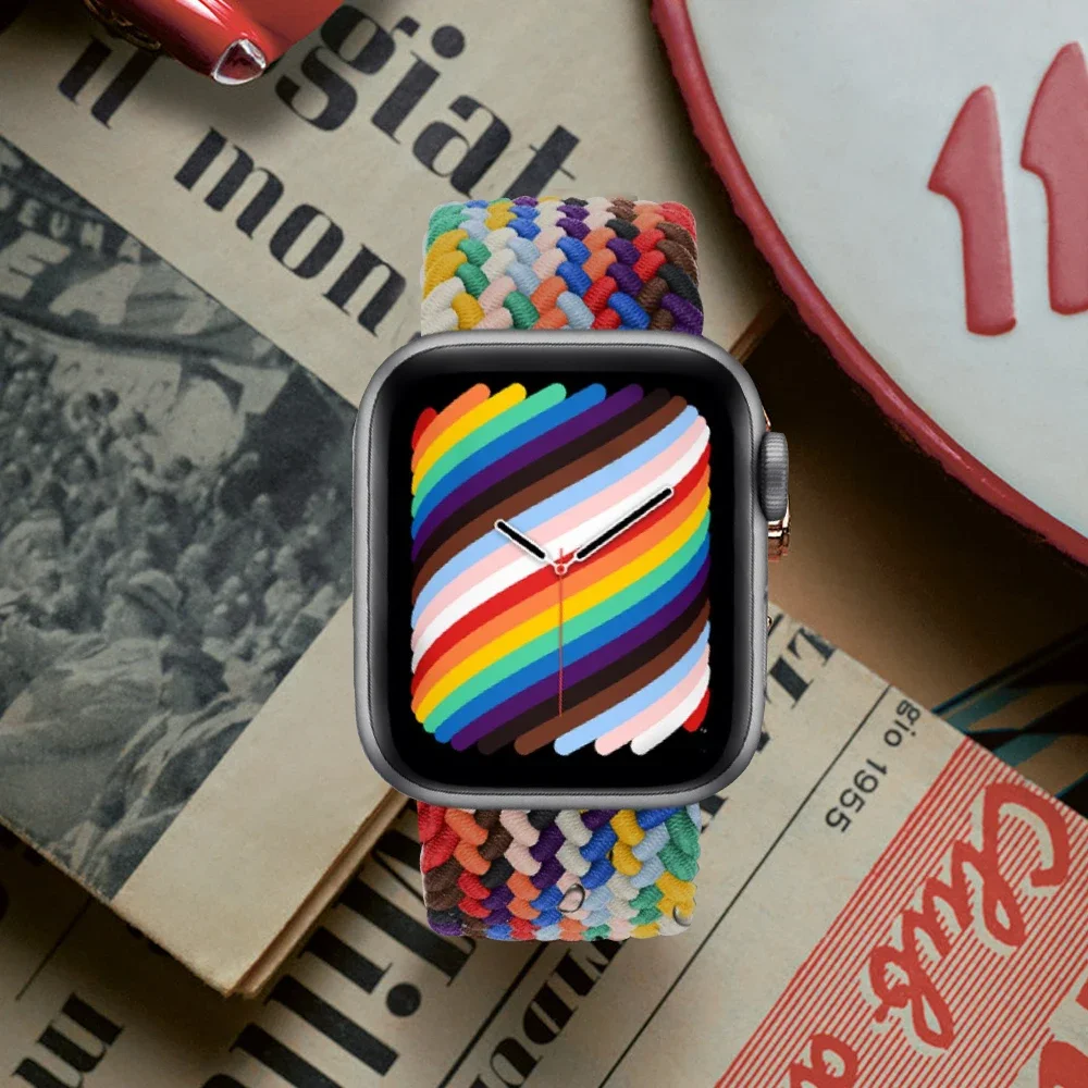 Nylon Braided Loop Strap for Apple Watch Ultra/2 49mm 10 9 8 7 46mm 45mm 41mm Magnetic Bracelet for 6 5 4 3 SE 44mm 40mm 3 42mm