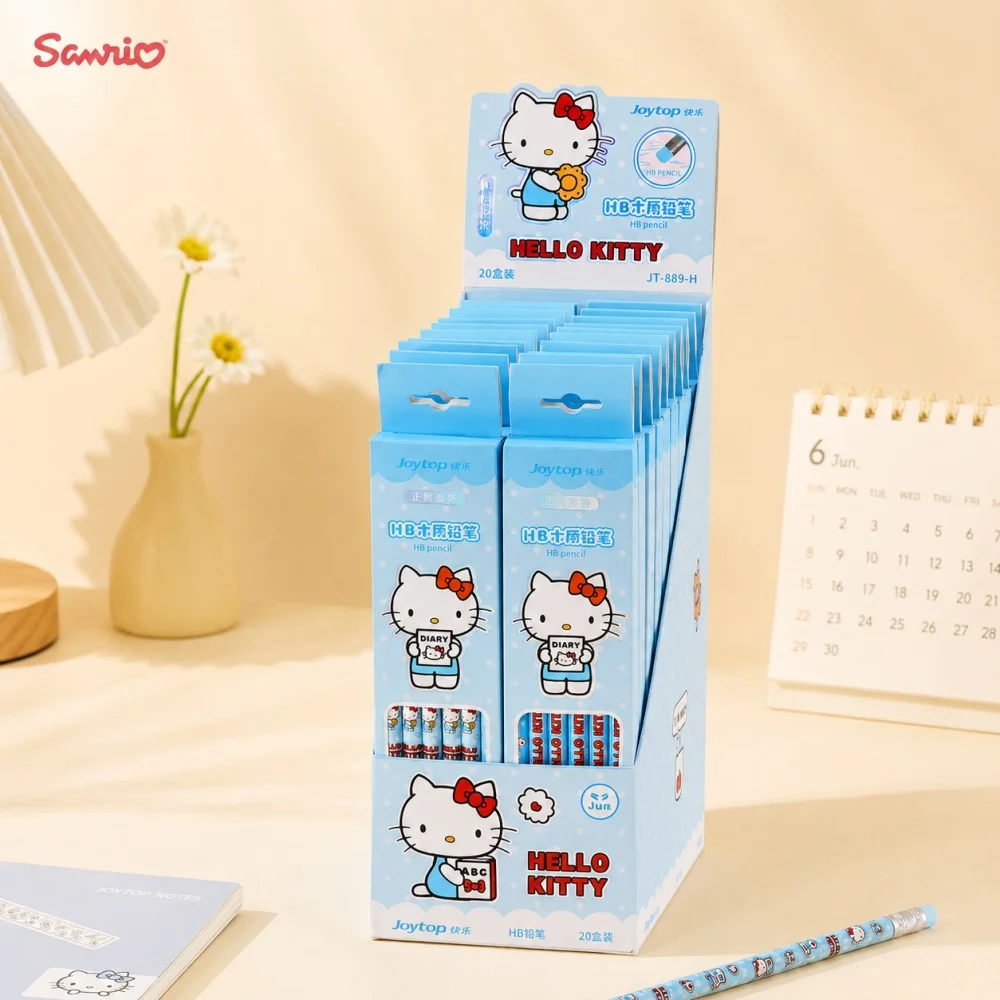 Genuine Sanrio Hello Kitty Cute Wooden Pencils 12pcs Set for Women Students School Supplies Stationery Writing Gifts HB Lead