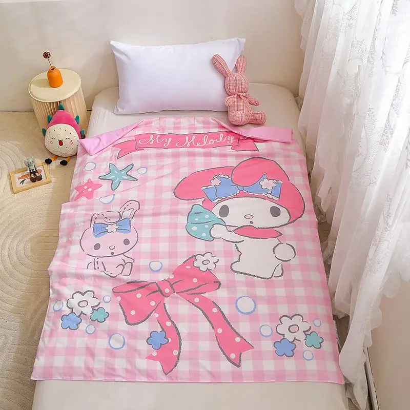 

Sweet Hello Kitty My Melody Anime Kawaii Sanrio Air-Conditioned Quilt Cute Kuromi Baby Nap Mat Blanket Gifts for Kids