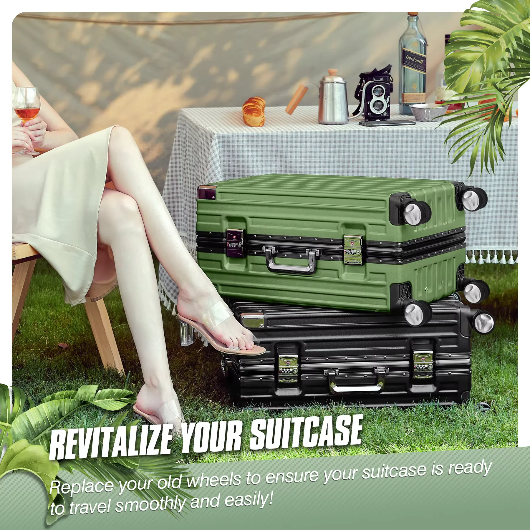 8 قطعة عجلة الأمتعة الشظية مع المسمار حقيبة سفر عجلات استبدال الأمتعة استبدال عجلة 55 مللي متر المحاور عجلة العجلات إصلاح