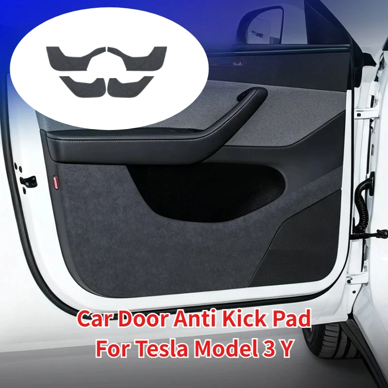 Car Door Anti Kick Pad for Tesla Model 3/Y/3+ Suede Door Panel Protective Stickers Anti Dirt Patch 2021-2026 Auto Accessories