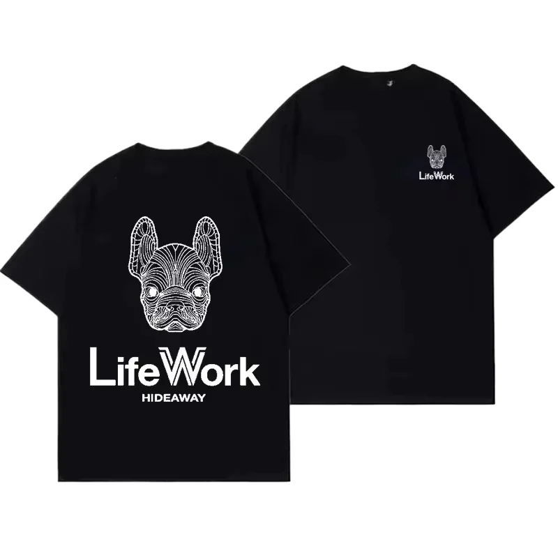 2026 Summer Luxury Brand Hot Sale Vintage Korea Dog Graphic Luxury Brand Work T-shirt Cotton Men Women Retro Loose Short Sleeve
