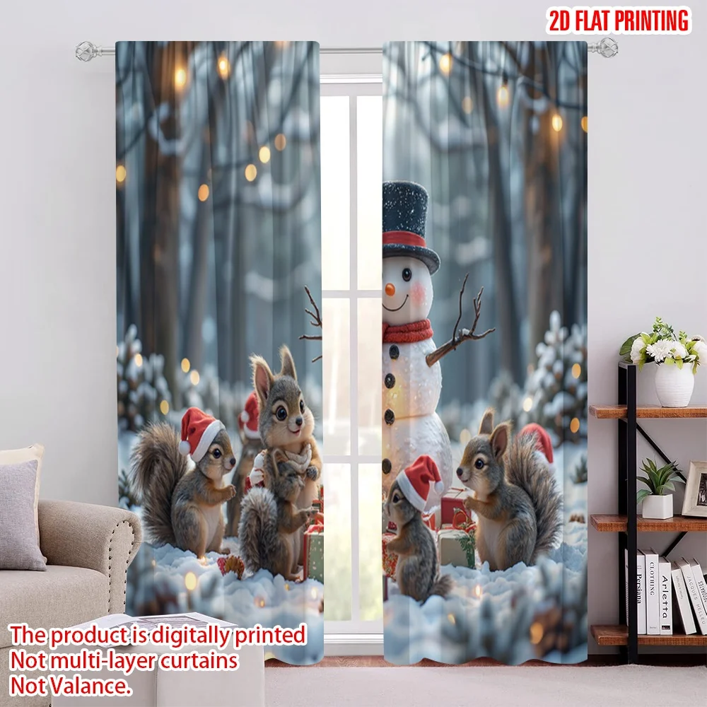 

2pcs 2D flat printing Merry Christmas Drapes Snowmen and Friends Fabric Without Electricity Party Decorations Use for All