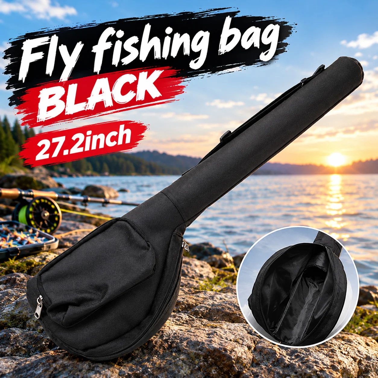 FISHINGFANS PVC-Röhre Fliegenruten-Kombi Röhren-Aufbewahrungstasche 27,2 Zoll für 7ft 4-teilige Fliegenrute