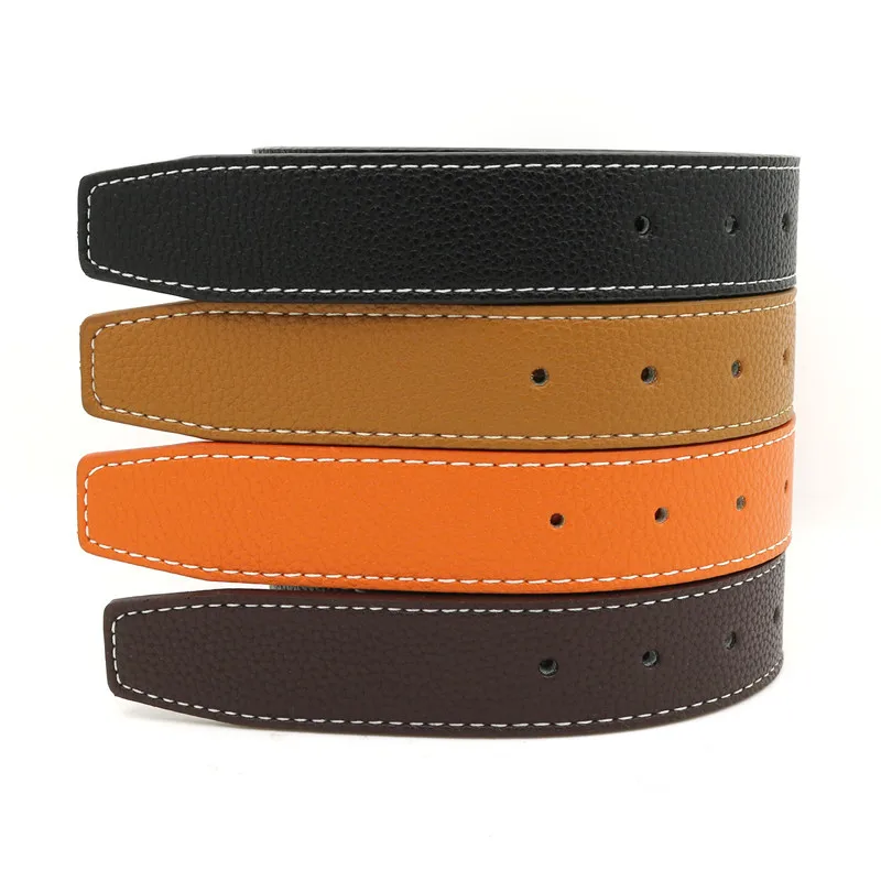 New Women's and Men's Litchi grain holes No Buckle Belt Brand Belt Men High Quality Male Genuine Strap Jeans Belt 3.3cm