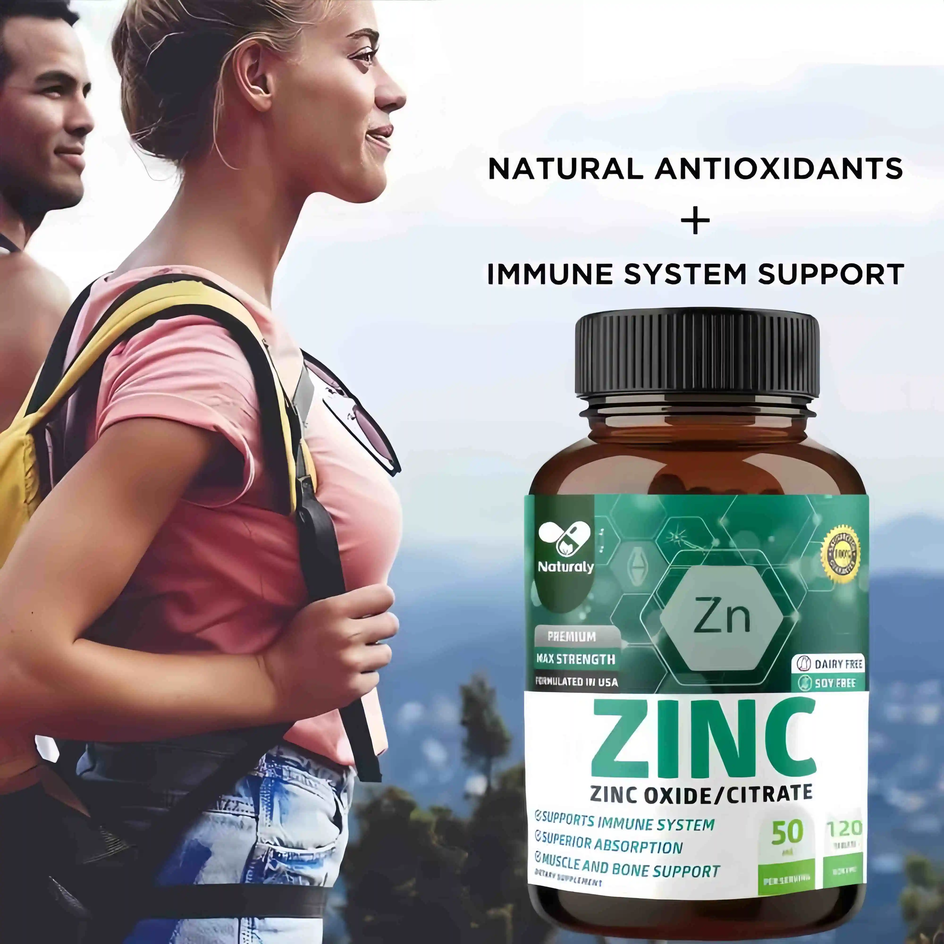 Zinc Supplements - Boosts Energy Production, Immune Support, Antioxidant