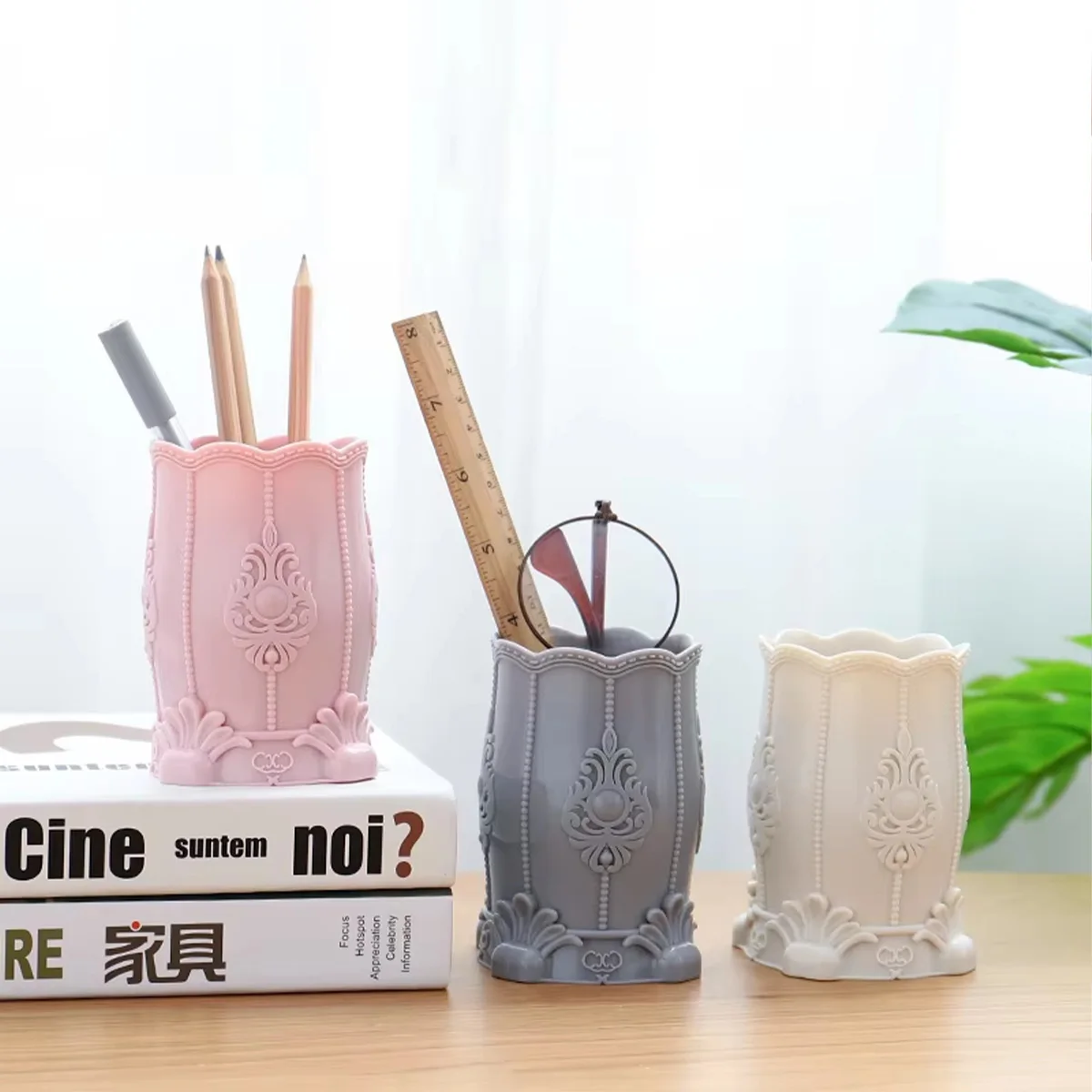 Creative Makeup Brush/Pen Holder Fashion Desktop Storage Box Office Desktop Storage Perfect Gifts for Students Women Home School view 2