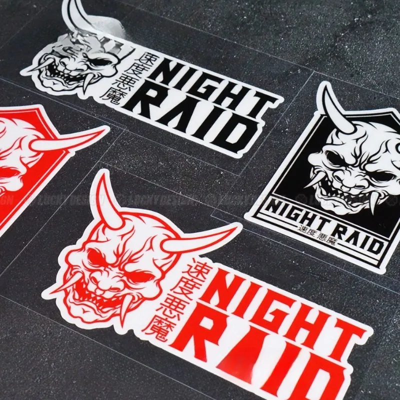 Oni Mask Night Raid Car Decal Matte Waterproof Scratch Resistant Vinyl Sticker JDM Speed Demon Auto Motorcycle Decor