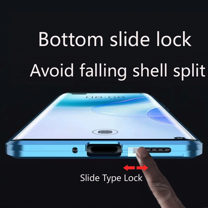 Metal Magnetic Phone Case Snap Lock For Huawei Pura 70 Ultra p50 P60 Art P40 Pro Plus Double Sided Glass Protection Cover Cases