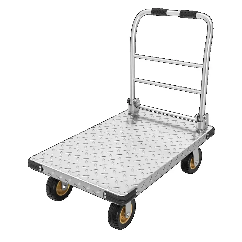 Warehouse 900 mm * 600 mm Size 450 kg Heavy duty trolley Cold rolled steel platform trolley Flat trolley