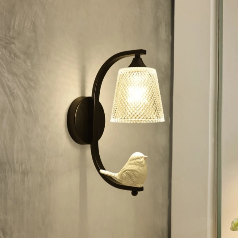 

Nordic Minimalist Wall Lamp Modern Bedside Lamp Children's Room Bedroom Living Room Creative Bird Hallway LED Lighting Fixture