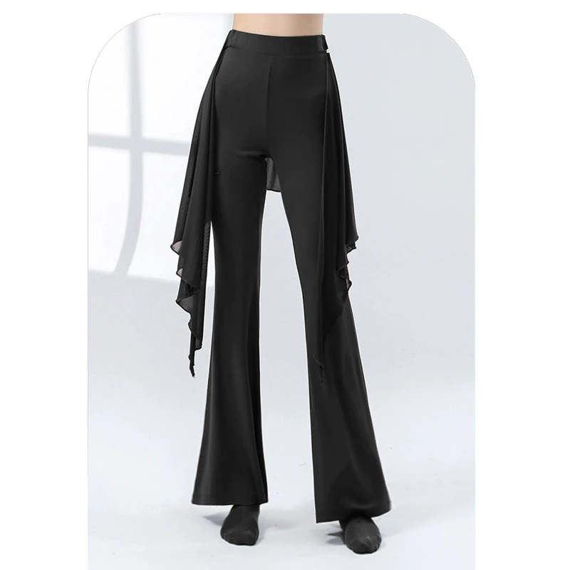 New Latin Dance Practice Trousers Women's Black Slimming Bellbottom Pants Adult Tango Samba Rumba Professional Training Clothes