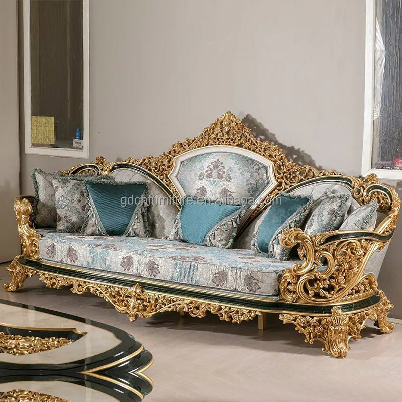 Living Room Solid Wood Sofa European Villa Fabric Combination 123 Luxury French Furniture Custom