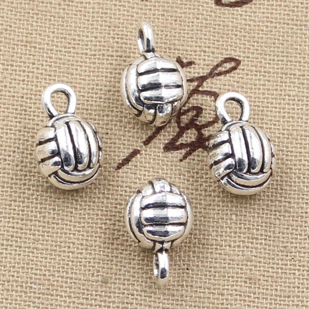 6pcs Charms 3d Volleyball 15x10x10mm Antique Silver Color Pendants Making DIY Handmade Tibetan Finding Jewelry