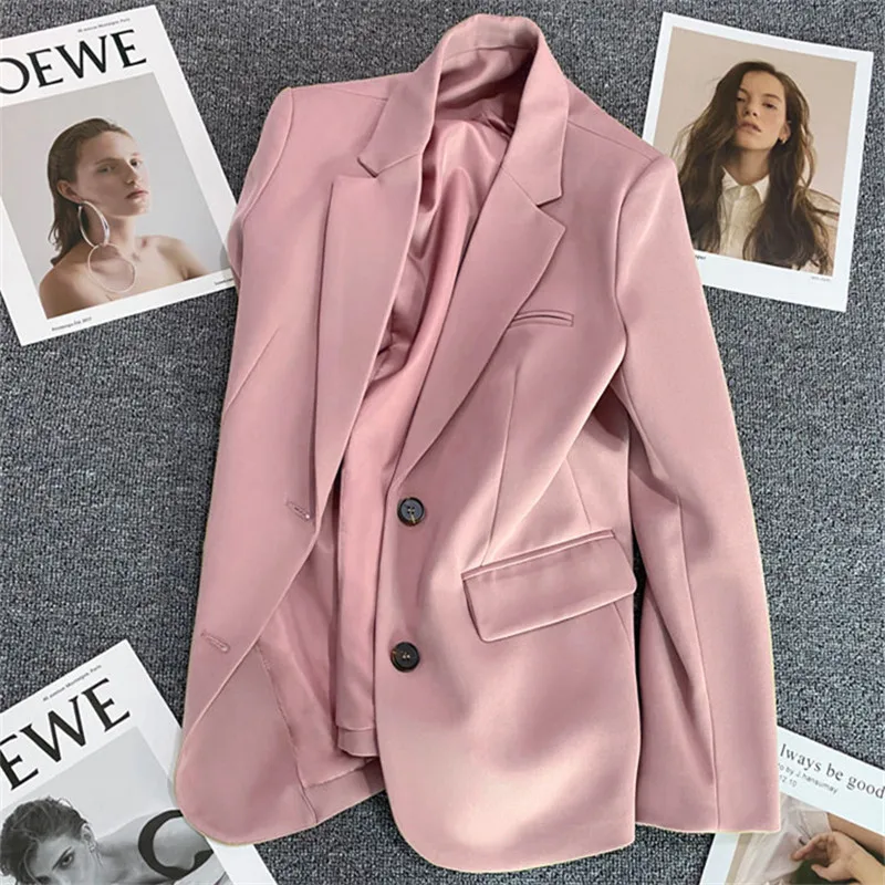 Kurtka damska Nowość w koreańskiej modzie Mały garnitur Top Brązowy garnitur Płaszcz Odzież Luźny Prosty Temperament Slim Blazer dla kobiet Szykowny — zdjęcie 3