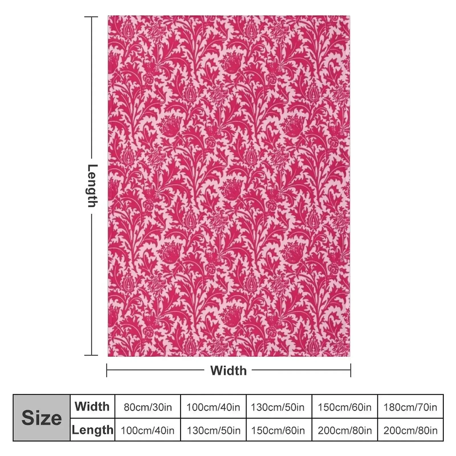 William Morris Thistle Damask, Fuchsia Pink Throw Blanket Blankets For Sofas Tourist Nap Luxury Throw Blankets