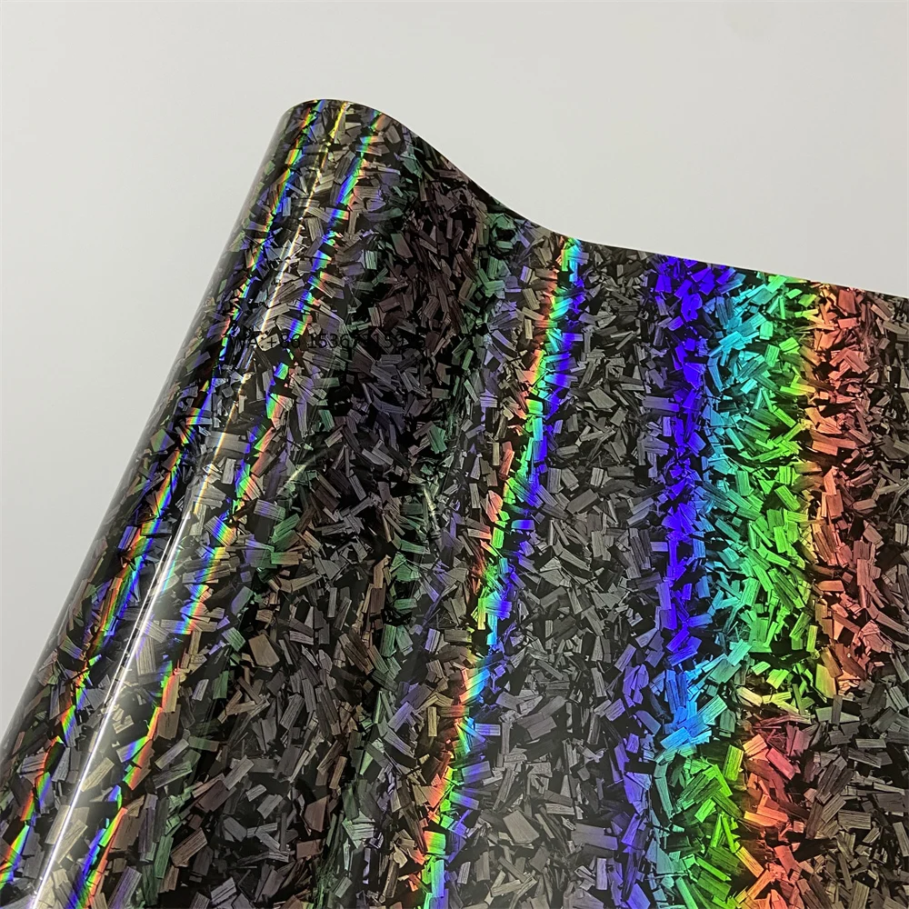 

Glossy Forged Carbon Fiber Vinyl Wrap DIY Stickers Rainbow Forged Carbon Vinyl Car Body Holographic Film Car Accessories