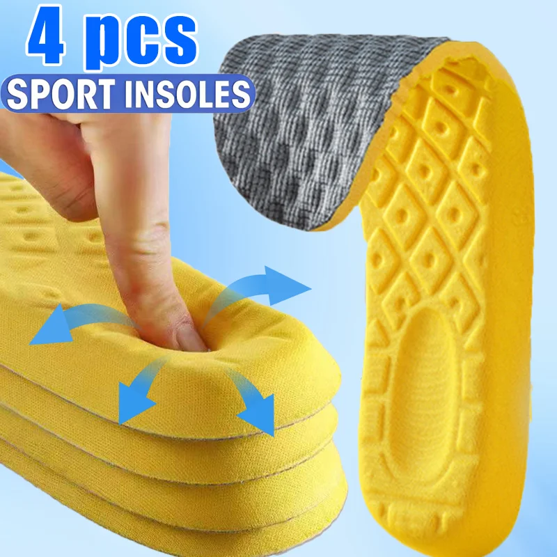 Latex Memory Foam Insoles for Sports Shoes High Elasticity Shock Absorption Cushion Foot Support Shoe Pads Insert Women Men