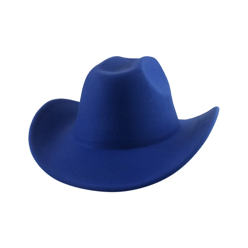 Top Hat European And American Punk Big Brim Light Board Western Cowboy Hat  Rolled Brim Double Top Fur Felt Hat New Solid Color